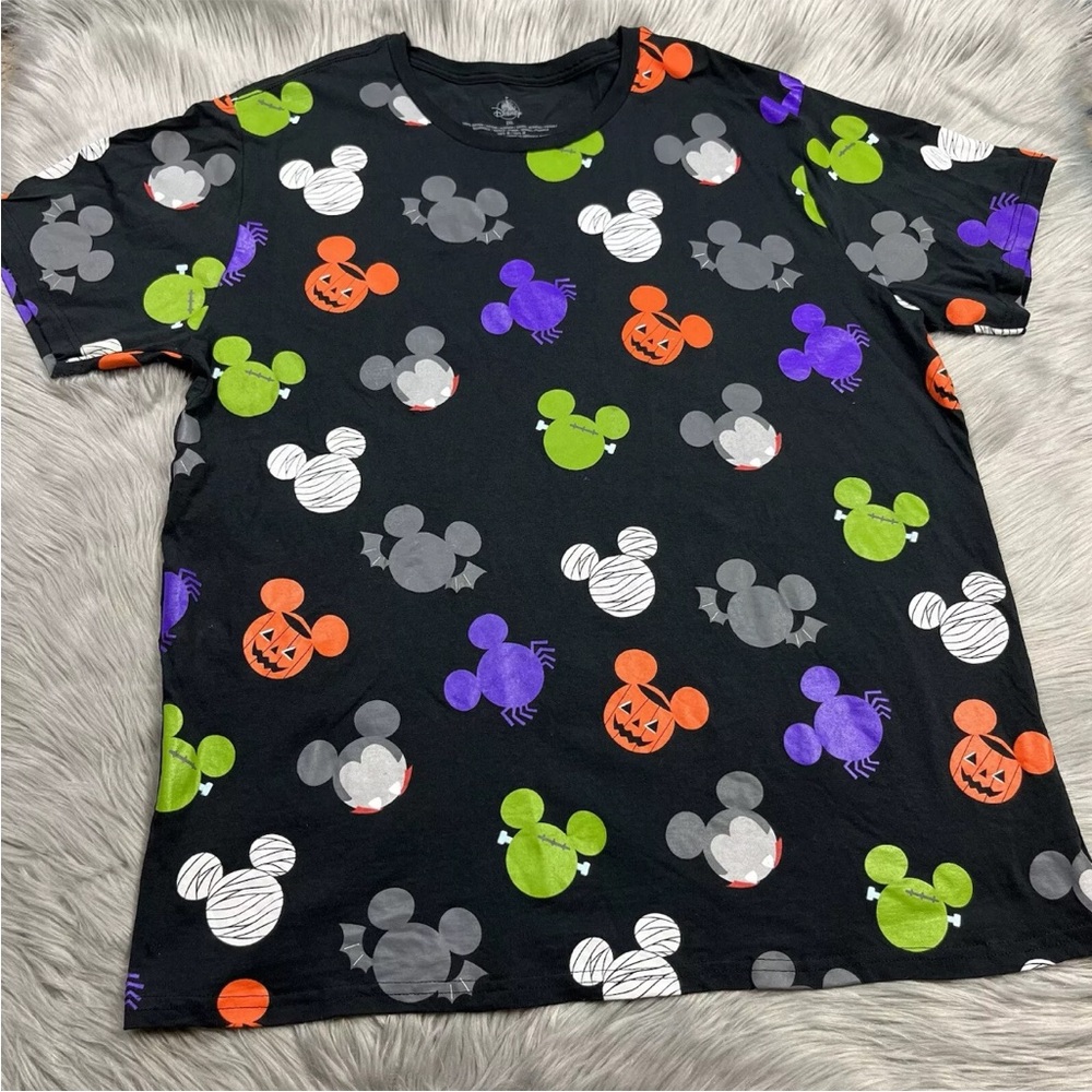 Disney Black Halloween Mickey Mouse Head Print Shirt 2XL
